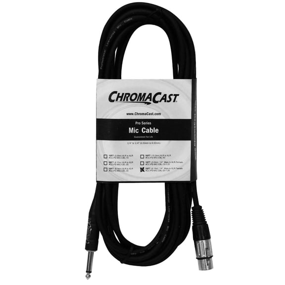 ChromaCast 20-Foot Pro Series Microphone Cable with 1/4" Male to XLR Female Ends