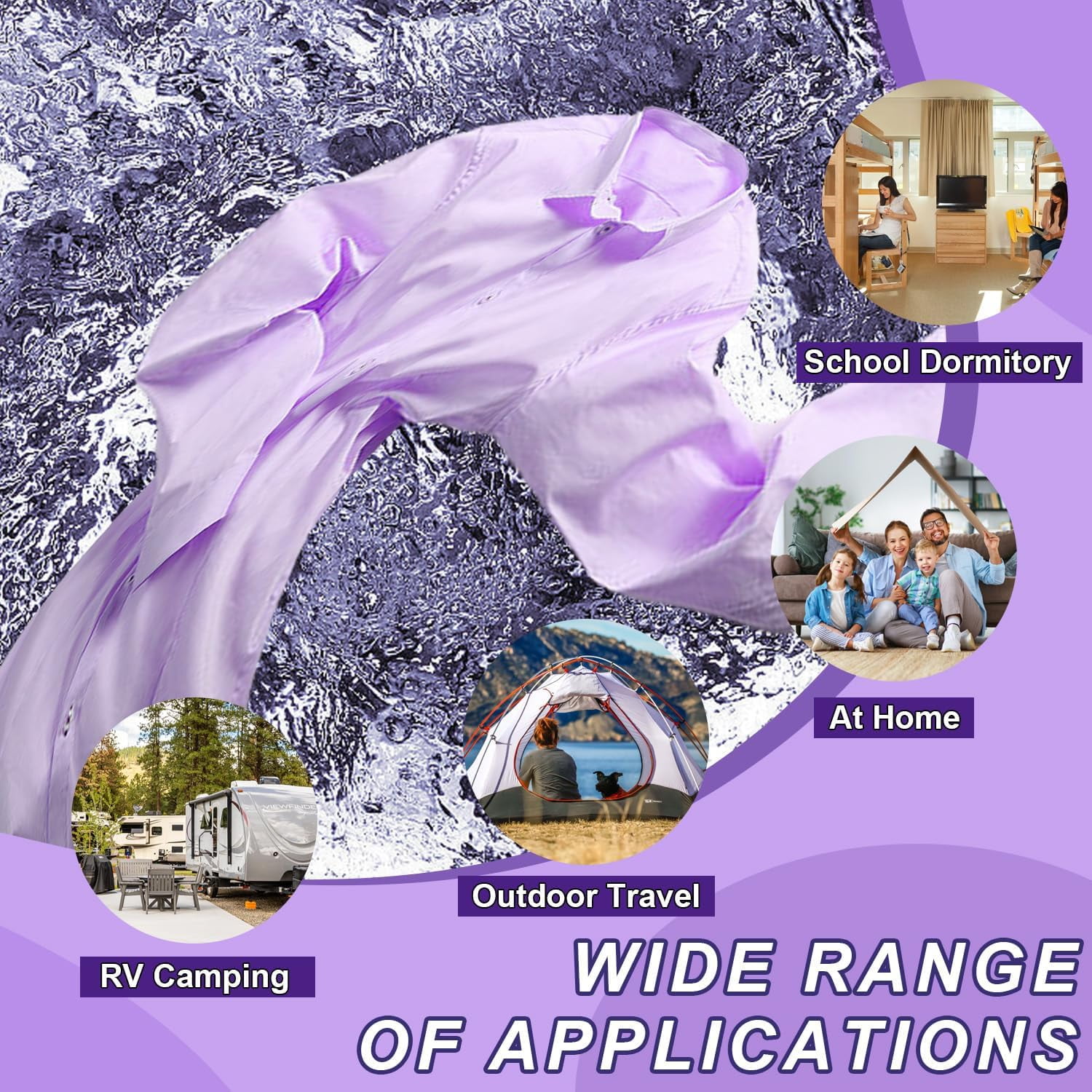 Mini Folding Washing Machine Portable For Clothes With Dryer Bucket Travel Wash 12L (Purple)