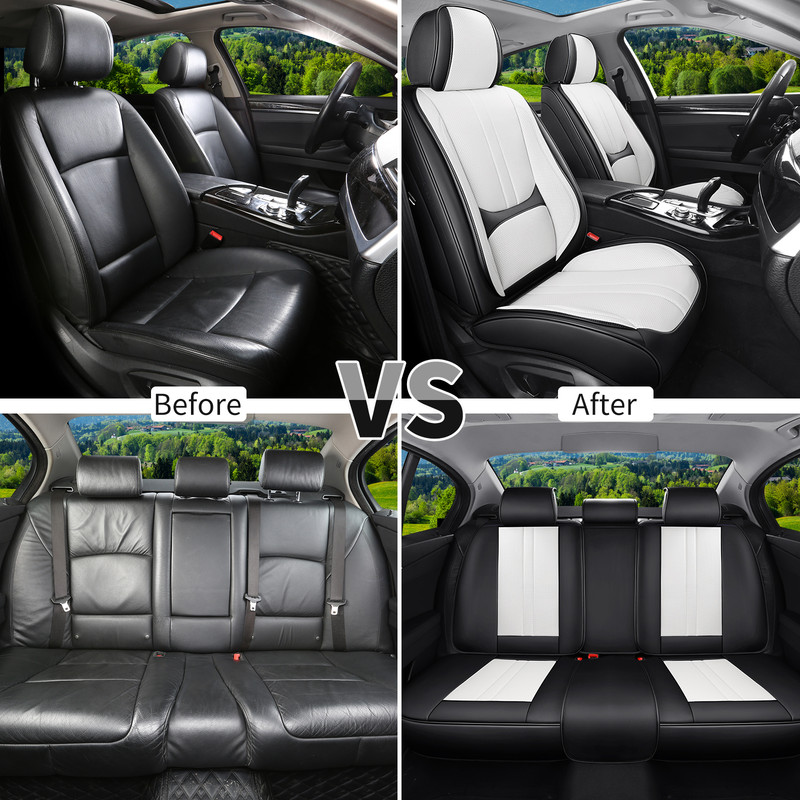 Car Seat Covers Full Set For Hyundai Elantra 2002-2024 2025, Breathable Waterproof Nappa Leather Auto Seat Protectors with Lumbar Support, Luxury Automotive Interior Accessories