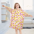 thumbnail image 5 of FORMRS Wearable Blanket Hoodie with Sleeves for Kids Cozy Flannel Sweatshirt, Light Pink Stars, 5 of 7