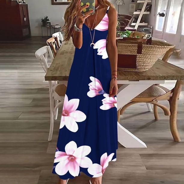 Puntoco Vestidos Mujer Verano Casual Suelto Sin Mangas Vestidos Sueltos Vestido Estampado Floral Girasol
