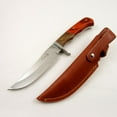 thumbnail image 3 of Elk Ridge - Outdoors Fixed Blade Knife, 9.5-in Overall, Satin Finish Stainless Steel Blade, 2 Tone burl Wood Handle, Genuine Leather Sheath, Hunting, Camping, Survival - ER-085, 3 of 11