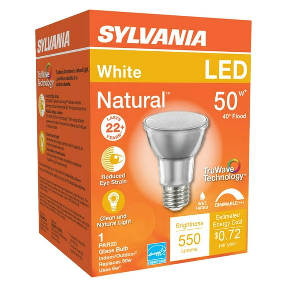 2 PC Sylvania Natural PAR 20 E26 (Medium) LED Floodlight Bulb White 50 Watt Equivalence 1 pk