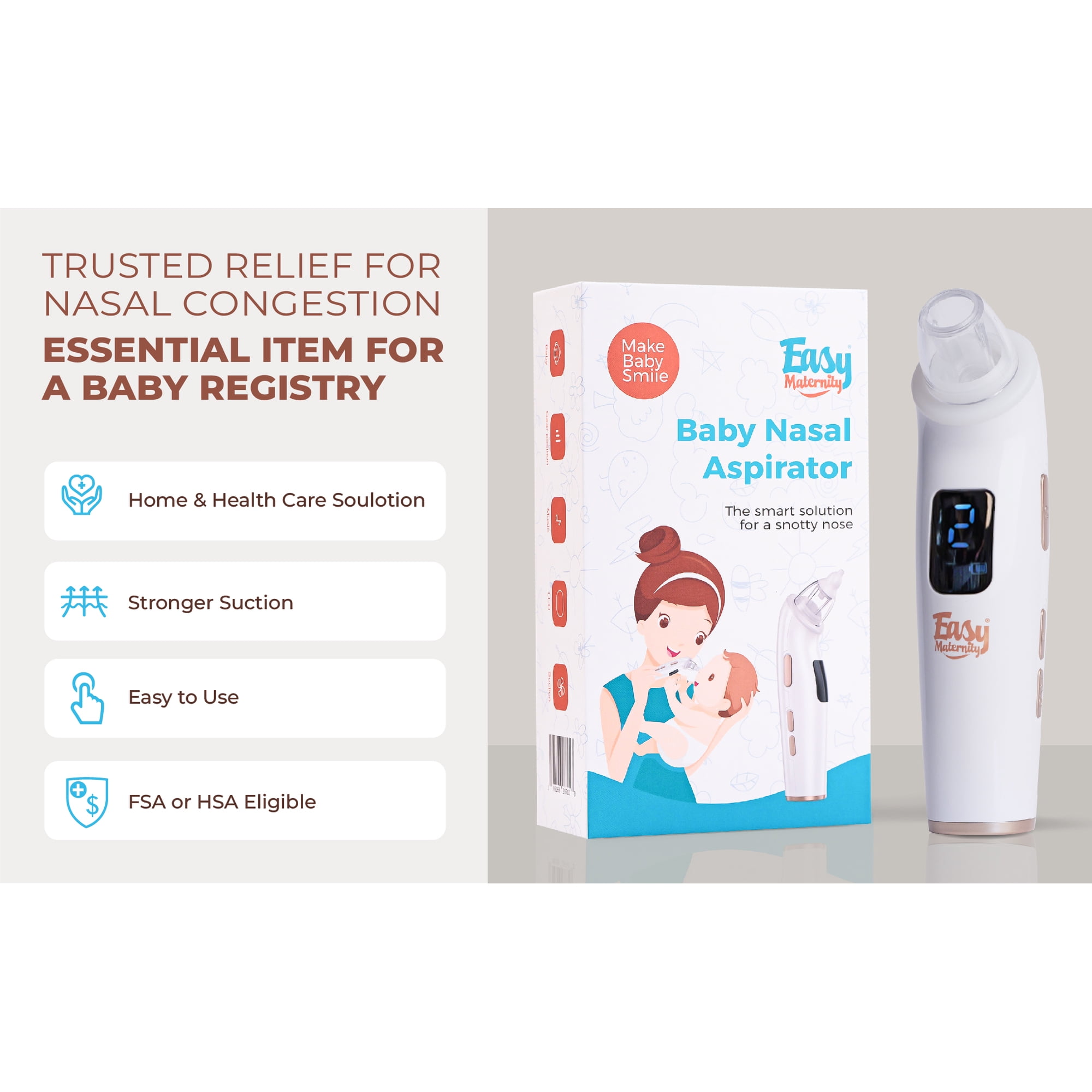 Baby Nasal Aspirator with Calming Night Light Soothing Music for Newborns, Babies and Toddlers, Soft Silicone Tips