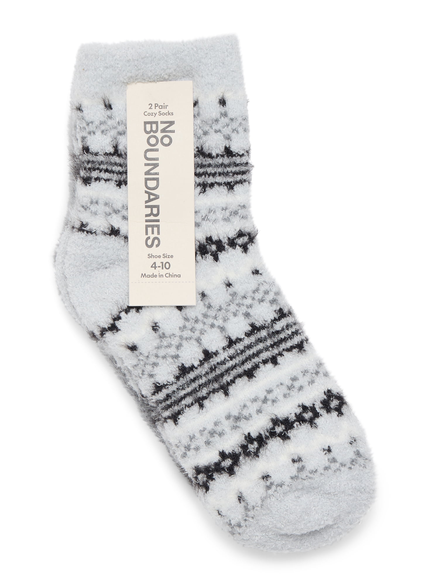 No Boundaries Women's Cozy Socks, 2-Pack, Size 4-10