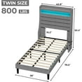 thumbnail image 2 of Twin Bed Frame with 2-Tier Upholstered Storage Headboard, Built in Charging Station & LED Lights, Sturdy Wood Support, Noise-Free, Under Bed Storage, No Box Spring Needed, Easy Assembly, Grey, 2 of 9