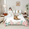 thumbnail image 4 of Erosebridal Western Boots Comforter Sets Queen Size,Southwestern Boots Bedding Queen Comforter Set,Floral Flower Comforters & Duvets,Breathable Exotic Bedroom Decoration,Reversible,3-Piece, 4 of 8