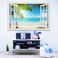 thumbnail image 2 of 3D Beach Landscape Fake Window Poster Sticker Self-adhesive Seaside Coconut Tree Wallpaper Peel and Stick for Kitchen Living Rom Decor, 2 of 4