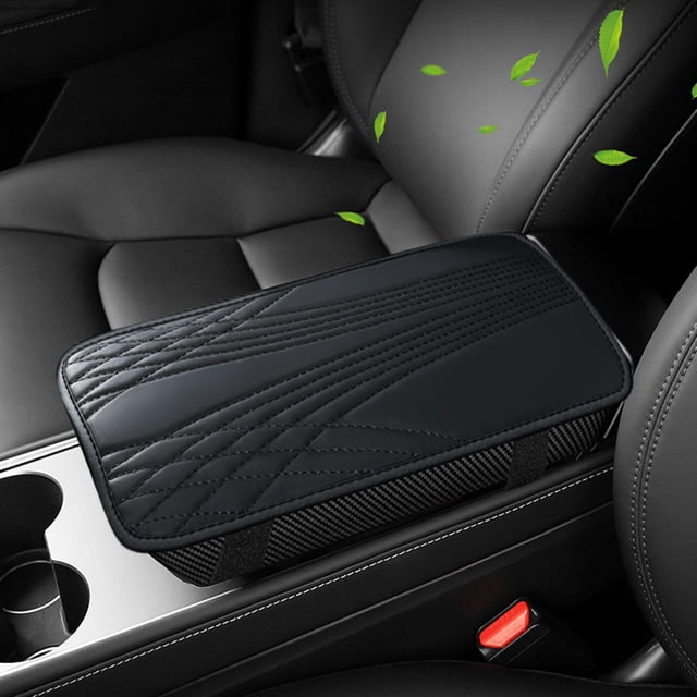 Almohadilla para reposabrazos de coche, cubierta para reposabrazos, cómodos accesorios interiores de PU, consola central Negro clásico