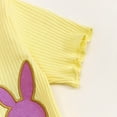 thumbnail image 4 of KPOPLK Baby Girl Easter Outfit Knit Ruffle Short Sleeve Shirts with Pants Set Toddler Baby Girl Bunny Clothes(Light Yellow#2,2-3 Years), 4 of 9