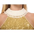 thumbnail image 4 of Women's Dressy Party Sequin Embellished Faux White Pearl Lace Collar Halter Top, 4 of 5