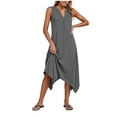 thumbnail image 5 of Admvng Womens Dress V Neck Sleeveless Asymmetrical Hem Summer Comfy Dress, 5 of 8