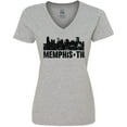 thumbnail image 3 of Inktastic Memphis city Skyline with Grunge Women's V-Neck T-Shirt, 3 of 5