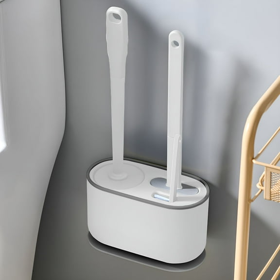 ACDANC Silicone Toilet Brush Plunger Set,2 in 1 Toilet Bowl Brush and Holder Plunger Set,Plunger Toilet Brush Combo,Bathroom Toilet Brush,Toilet Brush Set,Toilet Scrubber and Plunger Set