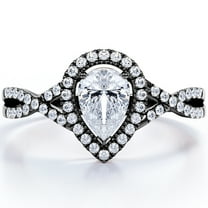 JeenMata Milgrain Halo 1.75 Carat Pear Cut Moissanite Infinity Twisted Shank Pave Engagement Ring In 18K Black Gold Plating for Women