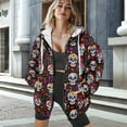 thumbnail image 3 of Renewold Skull Flower Love Womens Oversized Hooded Sweatshirts Full Zip Jackets Hoodie Pullover Fleece Sweaters Long Sleeve Sweatshirt Cardigan Trendy Winter Fall Clothing with Pockets, S, 3 of 7