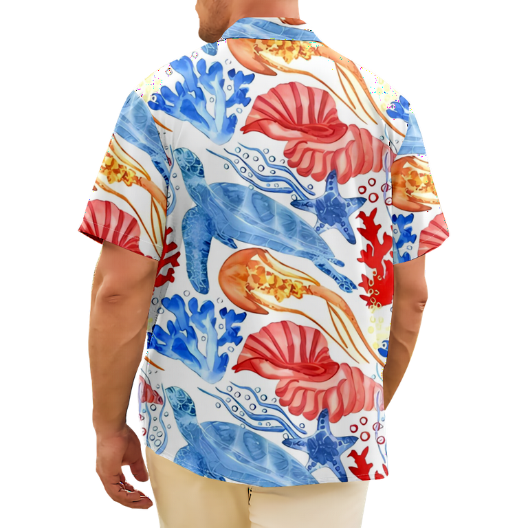 Cartoon Animals Print Hawaiian Shirts Button Up Short Sleeve Beach Shirts Summer Casual Aloha Shirts,XL,Mixed Color,$10.59,Temu