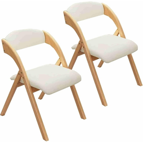 YOGAYE Stackable Outdoor Chairs Folding Wood Chair Wooden Dining Chairs Set of 2 Folding Extra Chair for Guests Kitchen Office Wedding Party Picnic (Color : Beige)