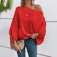 thumbnail image 5 of Sexlip Womens Off Shoulder Blouse Long Sleeve Puff Sleeve Design Satin Fabric Flowy Silhouette for Evening Occasions Red XL, 5 of 7