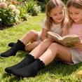 thumbnail image 5 of Mgmyaa Pure Cotton Kids Ruffle Crew Socks Solid Color Ribbed Mid-Calf Socks for Girls and Boys Ages 1-12, 5 of 9