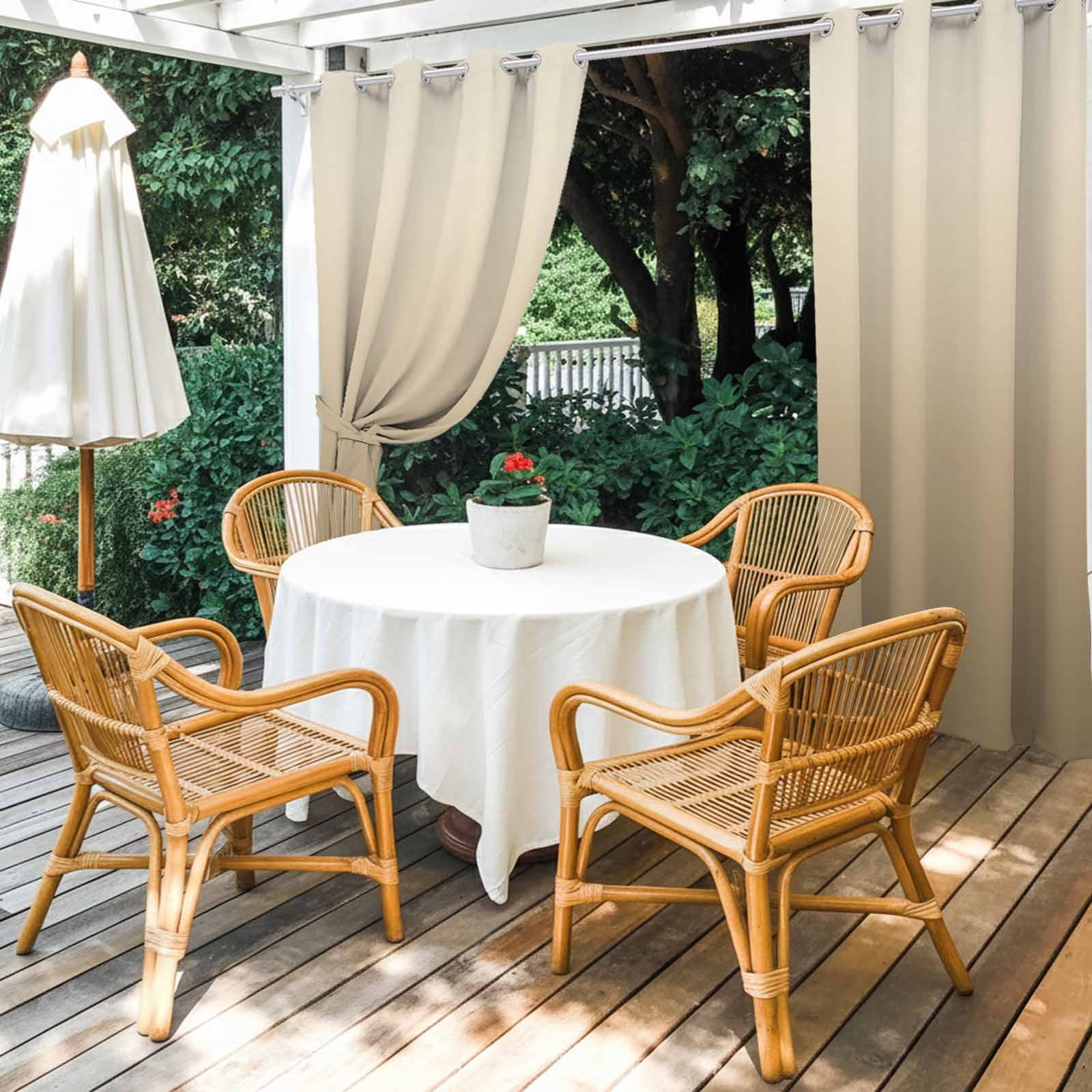 Brown Beige Outdoor Curtains for Patio Waterproof, Windproof Privacy Curtains with Weighted Bottom, Gradient Monochrome Modern Country Outside Drapes for Picnic Garage Backyard Cabana 54"x95" 1 Panel
