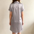 thumbnail image 2 of VONCOS Button Down Nightgowns for Women Cozy Silk Pajama Dress Shorts Sleeve Loungewear Sleepwear for Home Hotel Vacation, Silver Size 2XL, 2 of 4