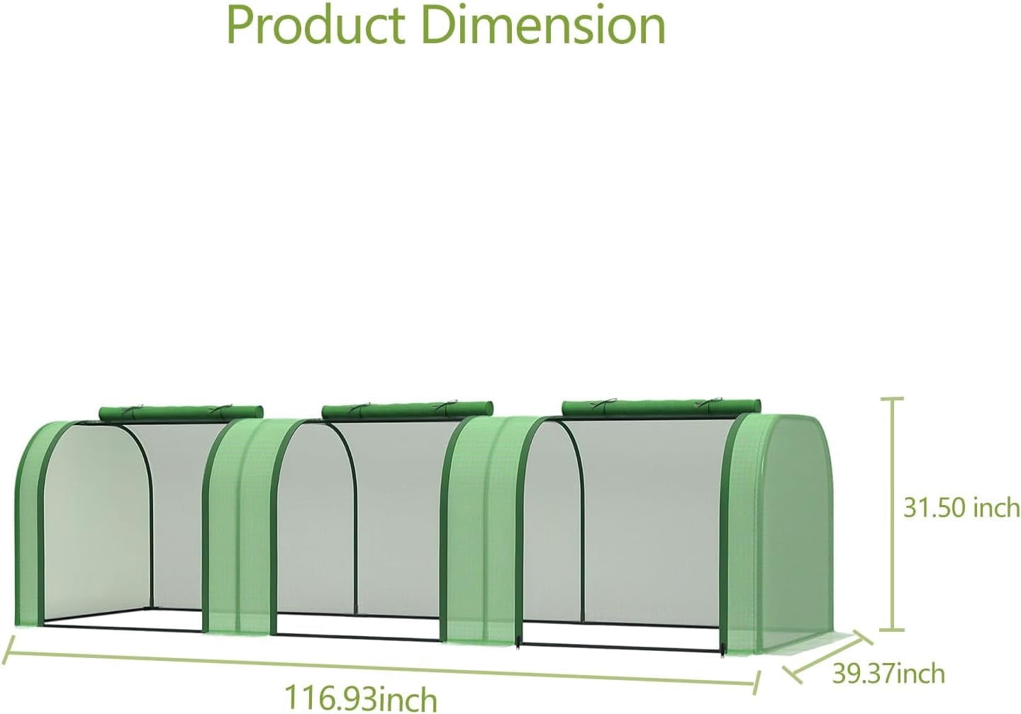 Garvee Mini Greenhouse 116.93 x 39.37 x 31.5 inch, PE Cover with Roll-up Zipper Door, Green