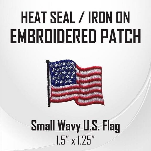 Small Wavy Flag Embroidered Patch 1.5" x 1.25"