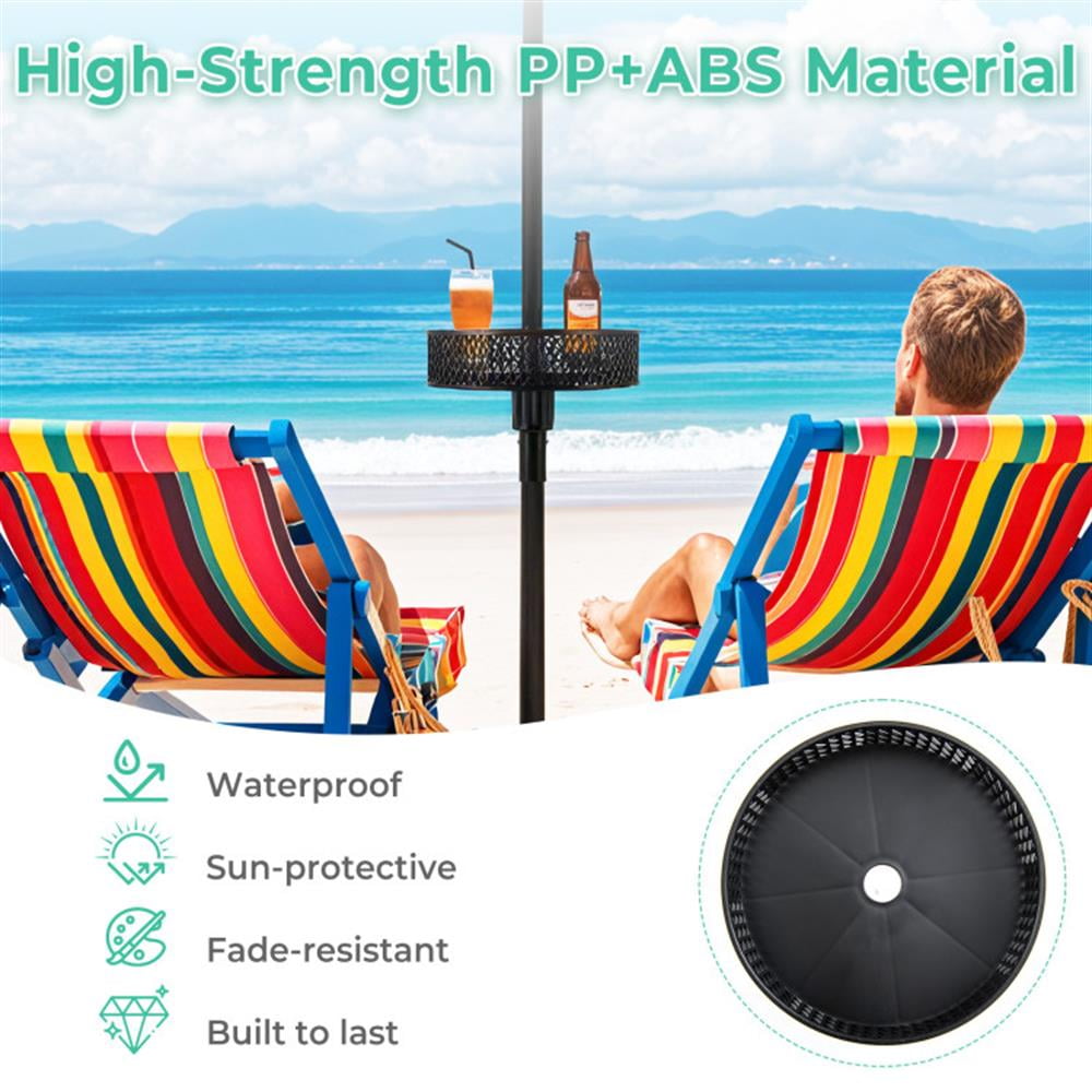 Spaco Patio Umbrella Table Tray Adjustable with Storage and Umbrella Poles, Outdoor Umbrella Stand, Patio Umbrella Stands & Bases, Deck Umbrella Stand-Black