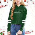thumbnail image 2 of FYEGRE Easy-On Toddler Girl's Sweatshirt Stylish Girls Long Sleeve Letter Print Solid Color Casual Hooded Top for Everyday Wear Dark Green 4-5 Years, 2 of 4