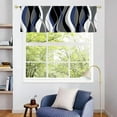 thumbnail image 3 of Navy Blue Valance Curtains for Living Room, Abstract Geometric Pattern Semi Sheer Kitchen Valances for Windows, Rod Pocket Short Window Treatment Decor, 52x18, 3 of 5