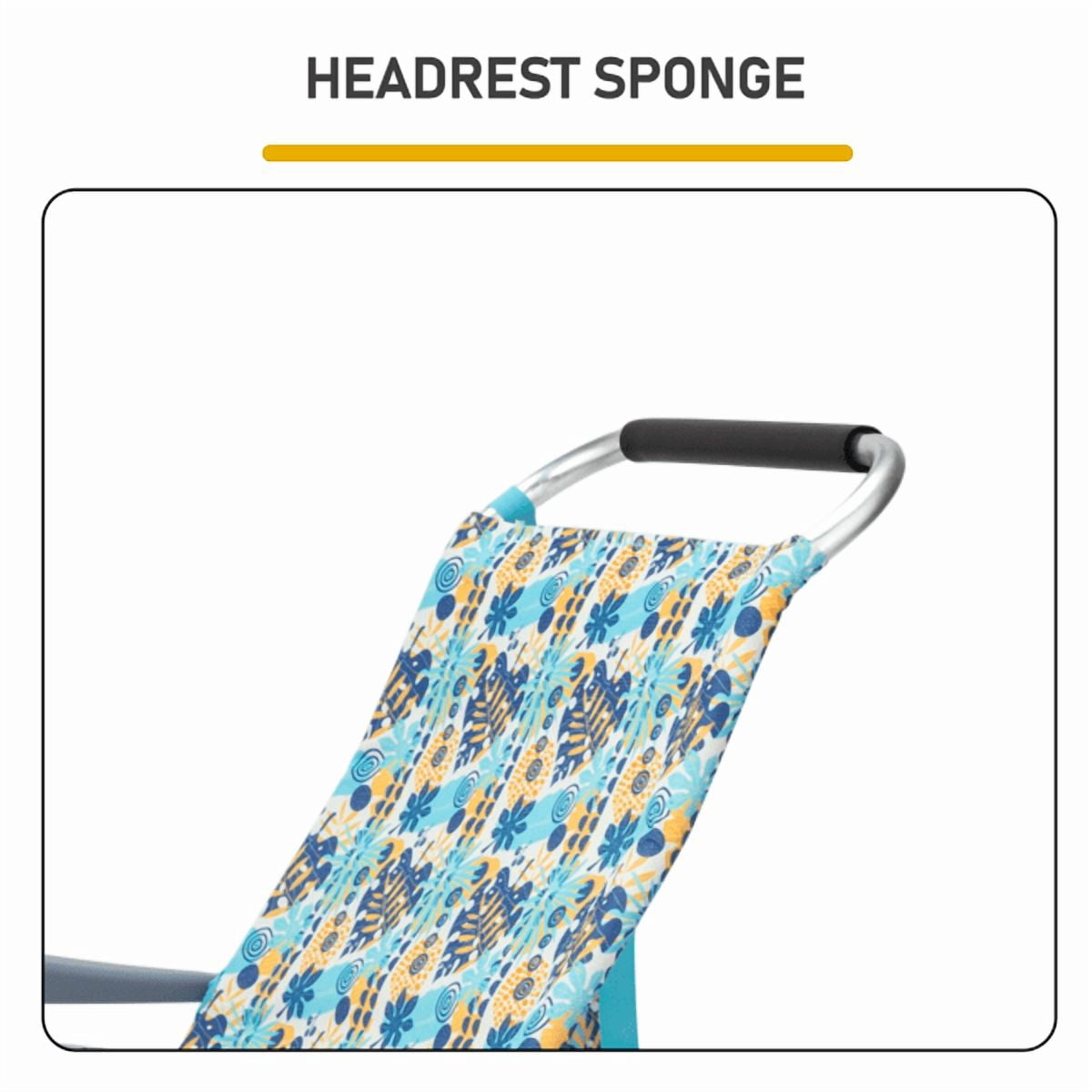 Alvantor 7-Position Folding Beach Chair for Adults, 17-In High Seat, Headrest, Cup Holder, Tote Bag, Vintage Summer Print