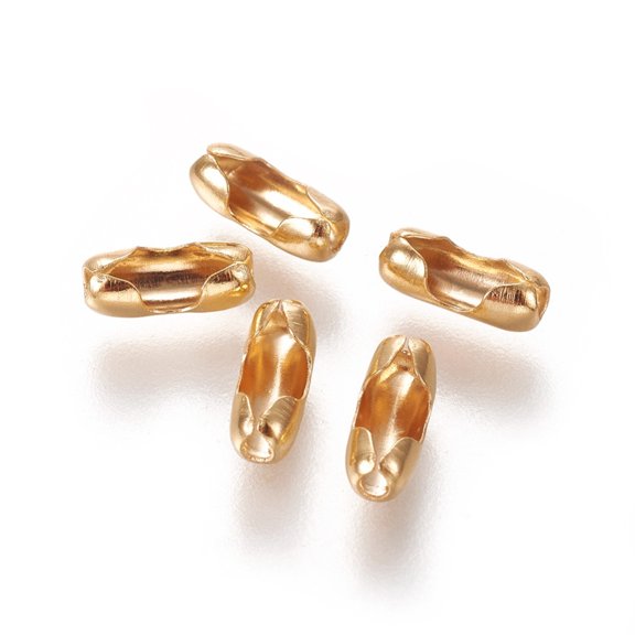 50pc 304 Stainless Steel Ball Chain Connectors Real 18K Gold Plated 7x3mm Fit for 2mm ball chain