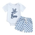 thumbnail image 2 of zaveiop Toddler Baby Boy Summer Clothes Letter Short Sleeve T Shirt/Romper Casual Shorts Set Brother Matching Outfits (White, 3-6 Months), 2 of 3