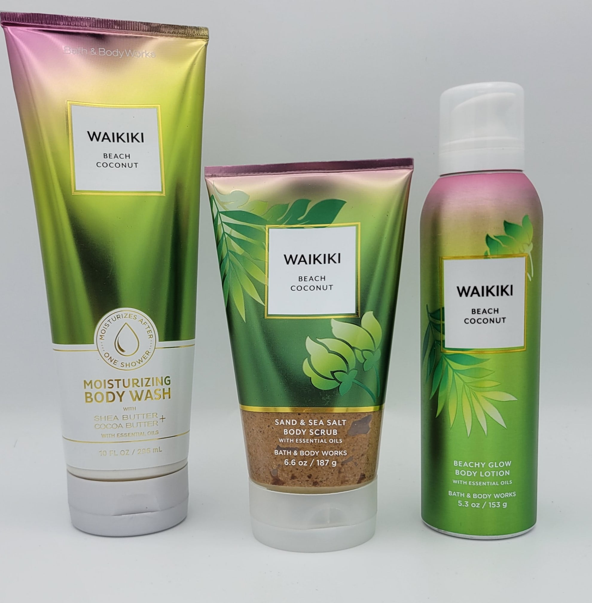 Bath & Body Works Waikiki Beach Coconut Set Body Wash 10 oz + Body