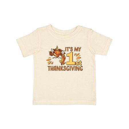 

Inktastic It s My 1st Thanksgiving Fall Unicorn with Leaves Gift Baby Boy or Baby Girl T-Shirt