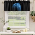 thumbnail image 3 of 2 Pack Valances for Windows, Blue Fruit Window Valances for Living Room/Bedroom/Bathroom, Modern Minimalist Decor Black Background Light Filtering Kitchen Curtain Valance 60"W x18" L, 3 of 9