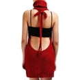 thumbnail image 3 of Women's Japan Style Turtleneck Sleeveless Open Back Sweater Anime Cosplay Sweater Wine Red, 3 of 3