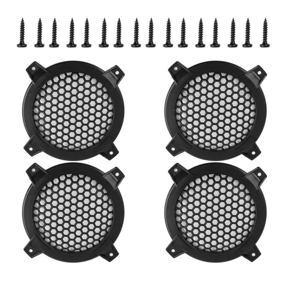 4pcs 4" Black Round Car Speakers Cover Plastic Mesh Woofer Subwoofer Grill Protector