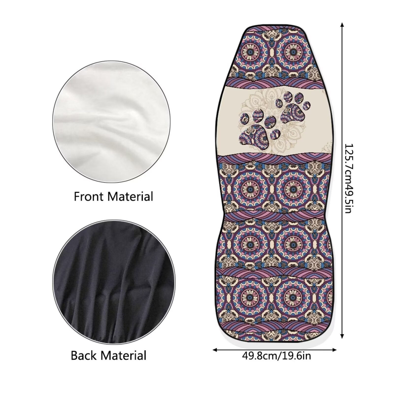 Uourmeti Women Cute Dog Paw Car Seat Covers Front Seats Only Boho Car Accessories for Women Vehicle Interior Decor Universal Bucket Seat Protector for Cars Truck Suvs