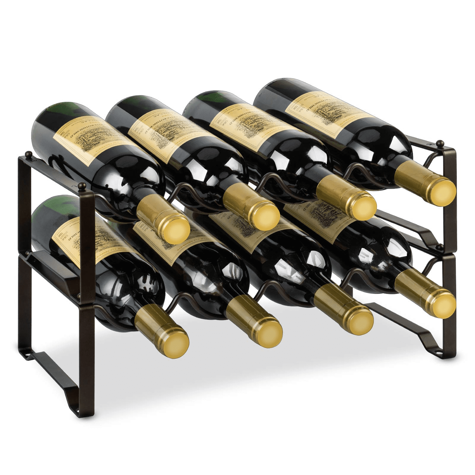 Fuleadture 2Tier Stackable Wine Rack, Metal Bottle Organizer Wine