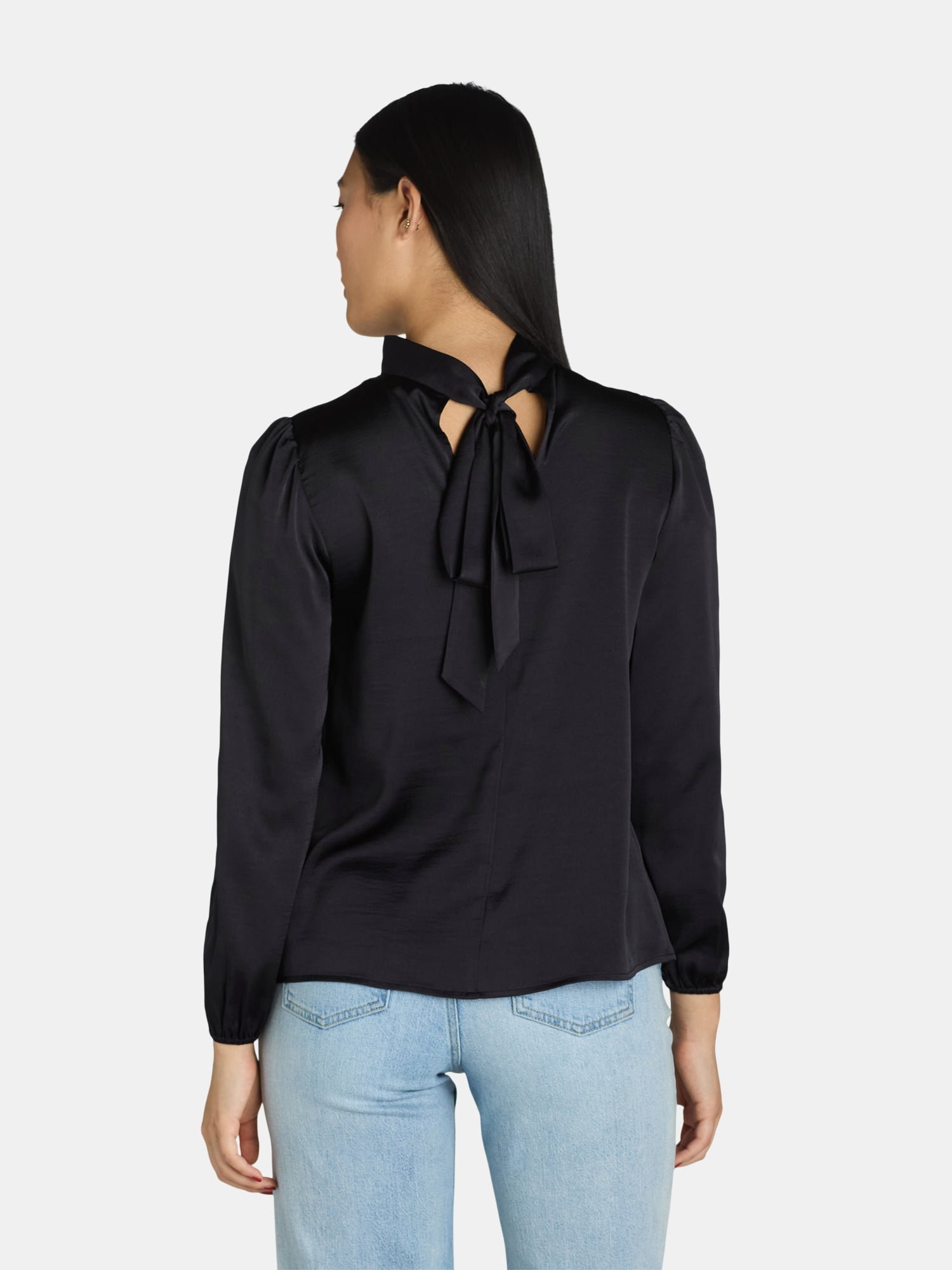 Nine.Eight Women's Mock Neck Blouse with Puff Sleeves, Sizes XS-XXXL