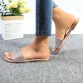 thumbnail image 3 of GJPBGK Women’s Rhinestone Slide Sandals Flat Open Toe Sandals One-Strap Slip-On Summer Slippers for Evenings, Travel, and Everyday Outfits, 3 of 6