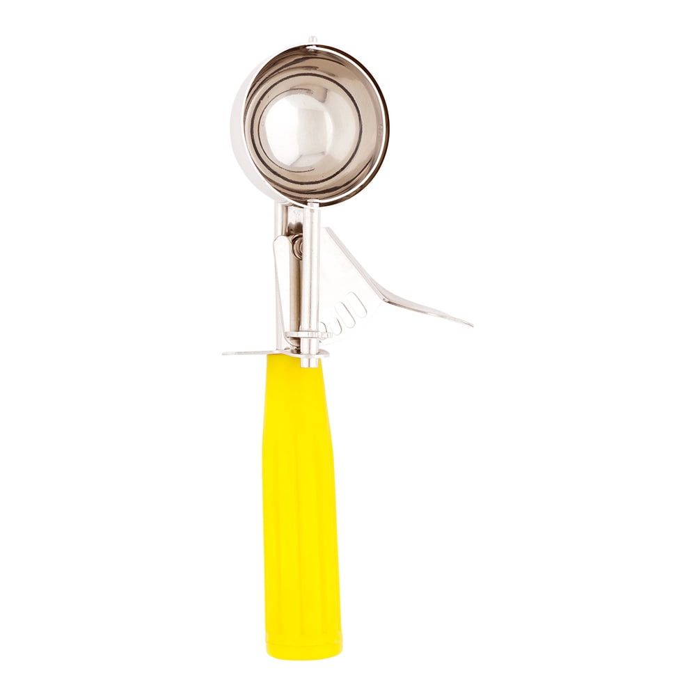 Comfy Grip 2 oz Stainless Steel #20 Portion Scoop - with Yellow Ambidextrous Handle - 1 Count Box