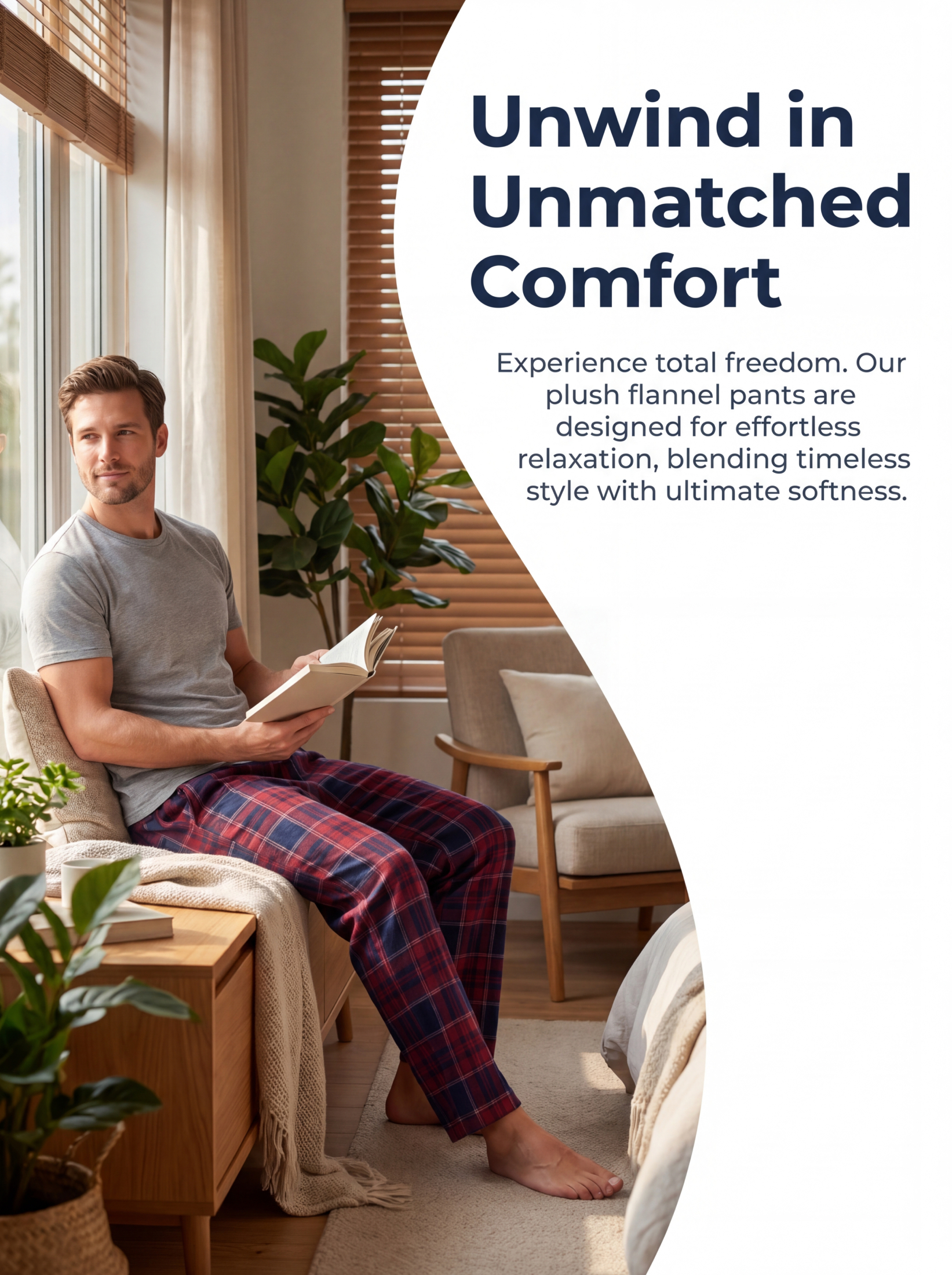 Xidunhg Men's Flannel Plaid Pajama Pants, 3-Pack photo 3