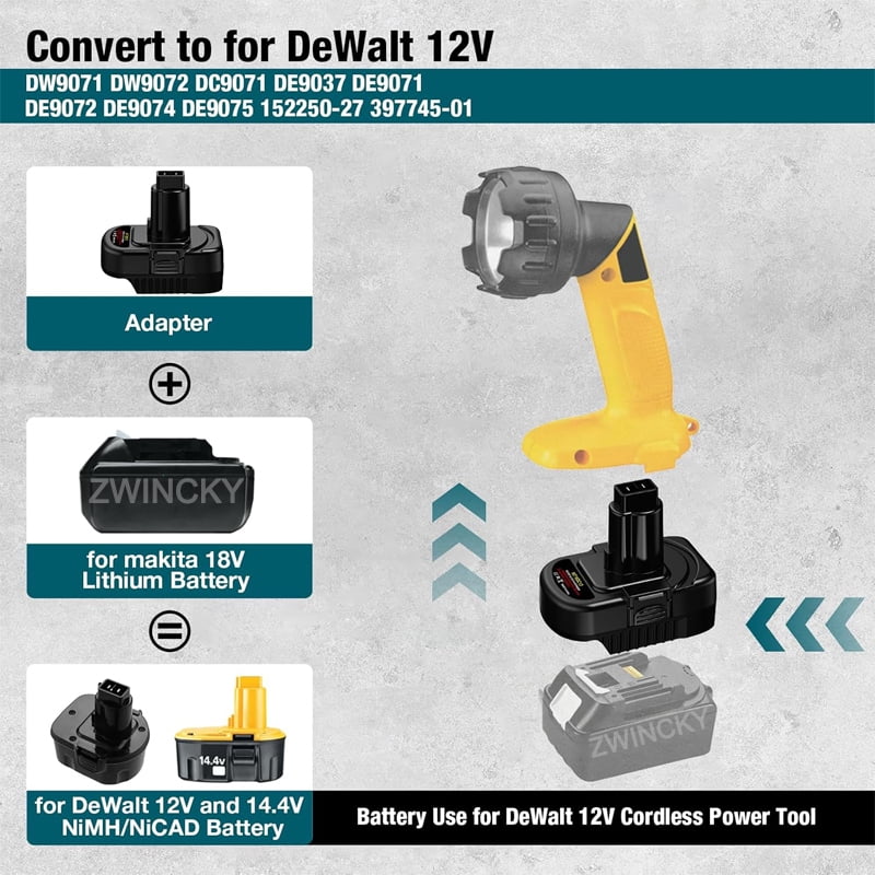 For Ma*kita 18V BL1850B Lithium Battery to for De*walt 12V 14.4V Ni-MH Battery Power Tools Battery Adapter Converter