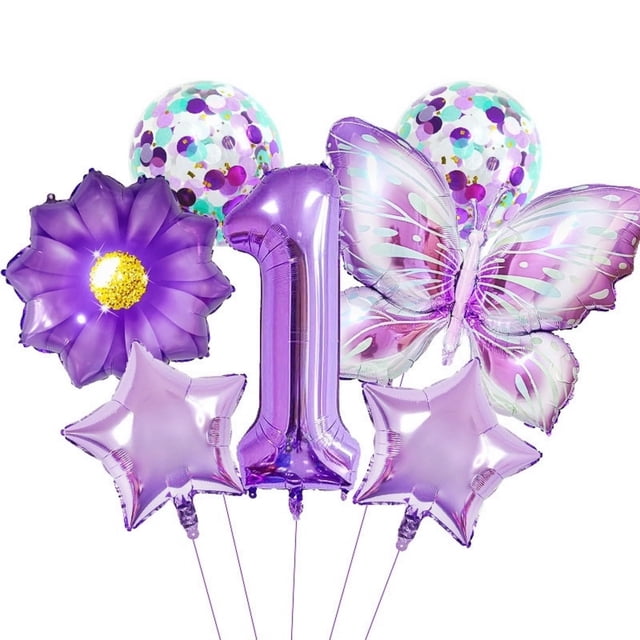Artículos de fiesta JNNIMTRDAE Decoraciones moradas para el primer cumpleaños