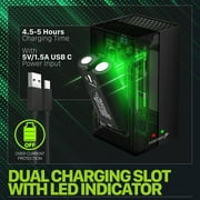 Fosmon 5280mWh Xbox Rechargeable Battery Pack with Charging Station, 2-Pack 2200mAh Batteries & Dual-Slot Rapid Charger Station for Xbox Series X/S, Xbox One/One X/One S Elite Controller - Black
