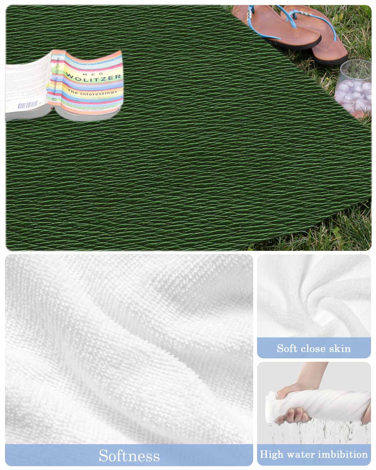 Solid Dark Green Beach Towels Oversized Super Absorbent, Retro Minimalism Abstract Denim Texture Lightweight Bath Towel Quick Dry Sets For Bathroom/Pool/Rv Camping/Beach Play/Gym Room/Picnic 23"x47"