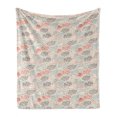 thumbnail image 1 of Umbrella Soft Flannel Fleece Throw Blanket, Dotted and Striped Hand Drawn Style Clouds Among Ornate Umbrellas and Downpour, Cozy Plush for Indoor and Outdoor Use, 60" x 80", Multicolor, by Ambesonne, 1 of 6